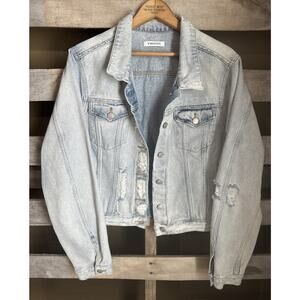 Vigoss Light Wash Denim Jean Jacket Size XL Button Closure Pockets